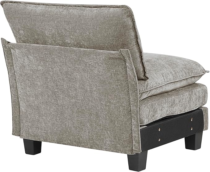 Lexicon Modular Sectional Sofa, Module for Sectional Couch, Armless Chair, Removable Cushion Cover, Soft Upholstery, Durable Frame, Customizable Comfort, Chenille Dark Pewter