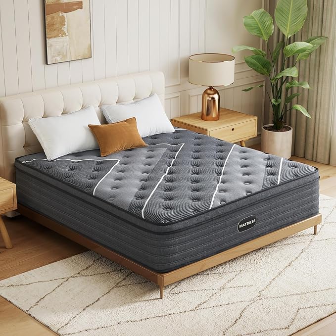 Queen Mattress 12 Inch, Queen Mattress in a Box, Medium Firm,Individually Pocketed Springs, Pressure Relief, Motion Isolation