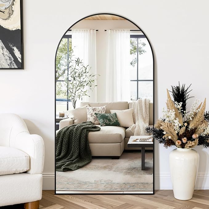 Arched Wall Mirror for Bathroom,Mirrors for Wall,35"x55",Vanity Mirror for Bedroom Dresser, Entryway, Living Room, Metal Frame,Hanging or Leaning Against(Black) - Image 8