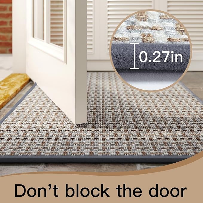 YDKGL Door Mat 31"x47", Dirt Resistant and Absorbent, Non-Slip Rubber Backing Floor Mats, Easy Clean Low-Profile Doormat for Entryway, Front Door, Inside Entrance, Gray - Image 4