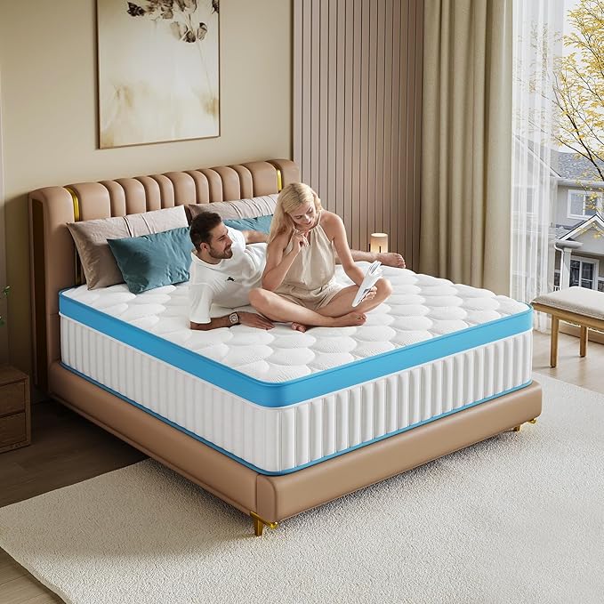Queen Size Mattress 12 Inch Queen Mattresses Hybrid Memory Foam Individual Pocket Spring Medium Firm CertiPUR-US Certified Motion Isolation Matress
