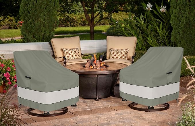 Patio Chair Covers Waterproof Patio Furniture Covers,33W x 37D x 38 H Inches Outdoor Swivel Chair Cover 2 Pack -Grayish Green - Image 8
