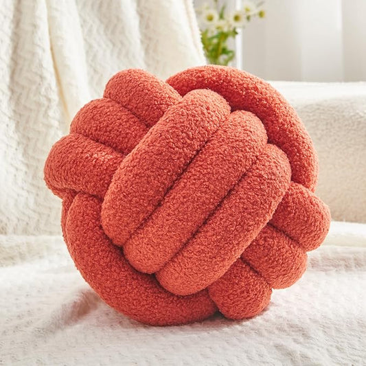Petrella Knot Pillow Throw Pillows Ball Round Throw Pillows Home Decor Cushion Decorative Aesthetic Grapefruit 11inch