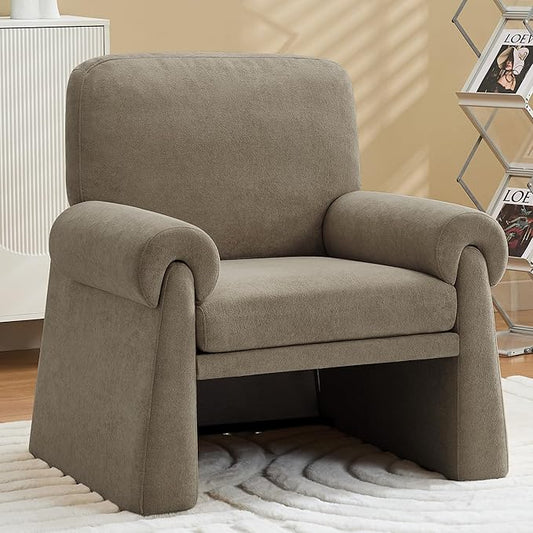 Oversized Accent Chair, Comfy Living Room Chairs, Single Sofa Chair with Thick Cushion and Armrests, Upholstered Arm Chair for Living Room, Modern Armchair, Reading Chair for Bedroom, Grey