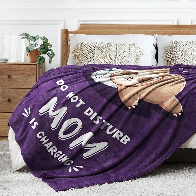 Funny Gifts for Mom Mothers Day, Mom is Charging Sloth Blanket, Birthday Gifts for Moms from Daguther Son, Moms Gift for Christmas, Soft Sloth Throws Blanket for Mother 60" x 50"