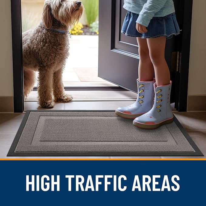 OLANLY Front Door Mat Indoor Outdoor Entrance, Waterproof All-Season, All-Weather Doormat, Sturdy Natural Rubber, Low Profile, Easy Clean Patio Porch Entryway Mat, 71x23, Taupe - Image 7