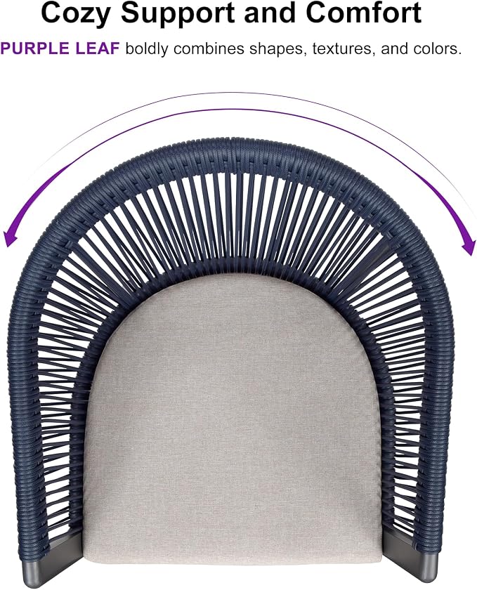 PURPLE LEAF Patio Dining Set for 6 All-Weather Wicker 7 Piece Aluminium Outdoor Table and Chairs Set Included Cushions for Backyard Indoor Decor Kitchen Modern Outdoor Furniture Set Grey and Navy - Image 3