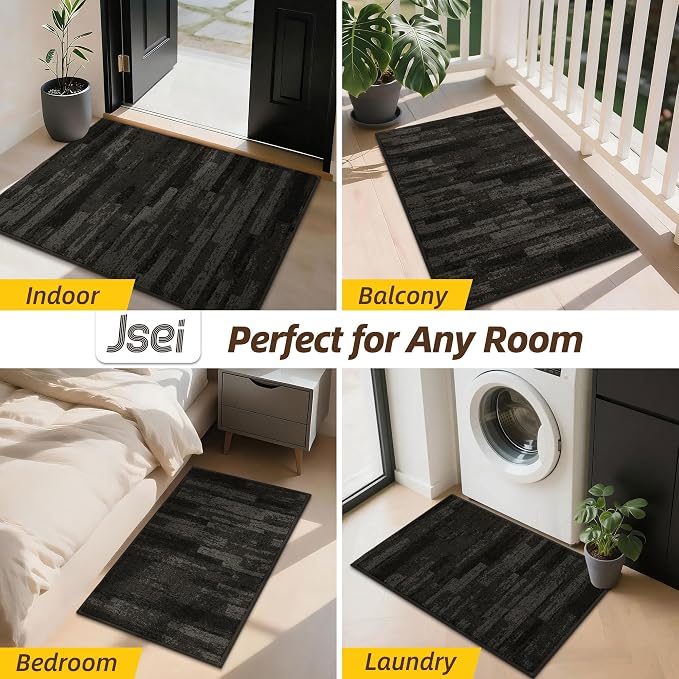 JSEI Dirt Trapper Door Mat 32"x48", Non-Slip Doormats Washable Entryway Mat, Welcome Floor Mat Absorbent Low Profile Dog Door Mats for Front Back Door, Wet Shoes & Paws, Dark Gray - Image 8