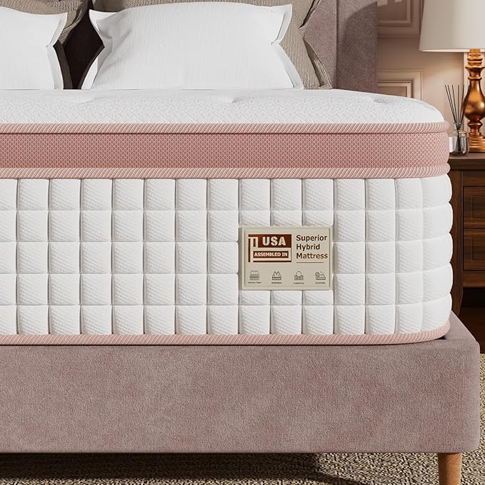 King Mattress 12 Inch, Extra Firm Orthopedic Hybrid Mattresses in a Box for Spinal Alignment & Back Pain Relief, Motion Isolation, CertiPUR-US & Fiberglass-Free, 365-Night Trial