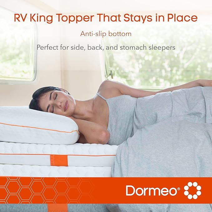 Dormeo RV Short King Cooling Mattress Topper with Octaspring® Technology for Optimal Back Support, Medium Firmness