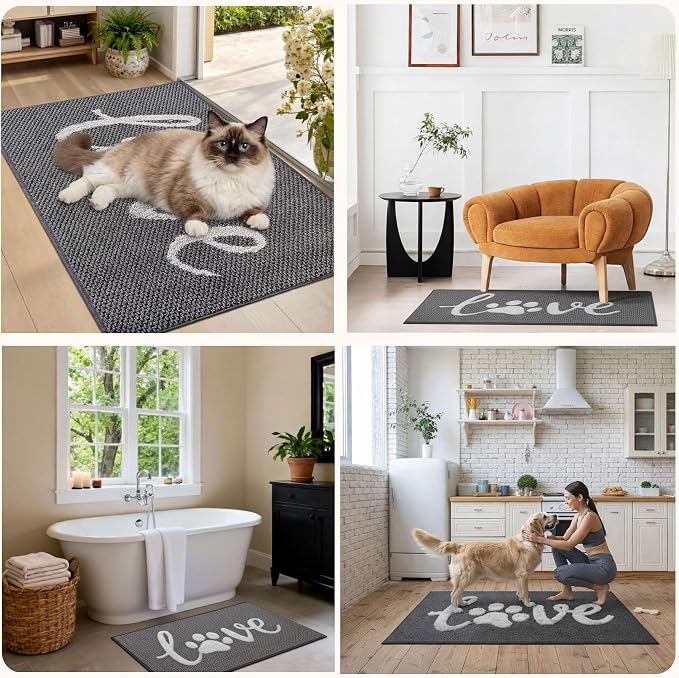 Bulijojo Love Door Mat 24x36 Inch, Non Slip Rubber Backing Entrance Mat,Dirt Resistant and Absorbent Welcome Mats,Low-Profile Floor Mats for Entryway Grey - Image 6