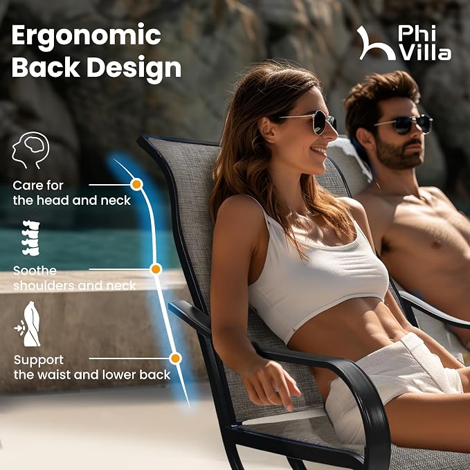 PHI VILLA 7 Piece Patio Dining Set, 6 Swivel Patio Chairs with Textilene Mesh Fabric & Rectangular Wooden-Like Dining Table(1.6"Umbrella Hole), All Weather Patio Chairs and Table Set for Deck (Brown) - Image 5