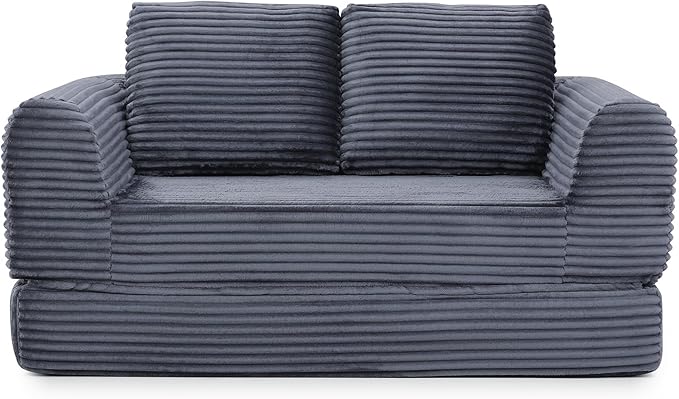 Foldable Boneless Love Seat Couches in a Box, Modern Floor Foam Sleeper Sofa Bed 2-in-1 Convertible Cloud Sofa for Home Apartments Bedroom