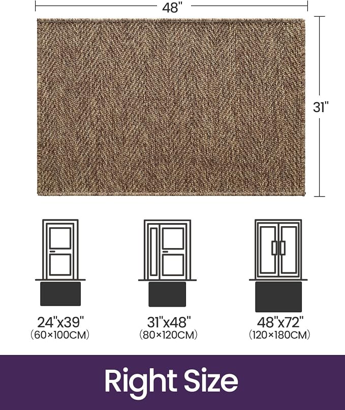 DEXI Dirt Trapper Door Mat, 31x48 Washable Doormat, Dirt Resistant and Absorbent, Easy Clean Low-Profile Floor Rugs for Entryway, Front Door, and Inside Entrance, Brown - Image 2
