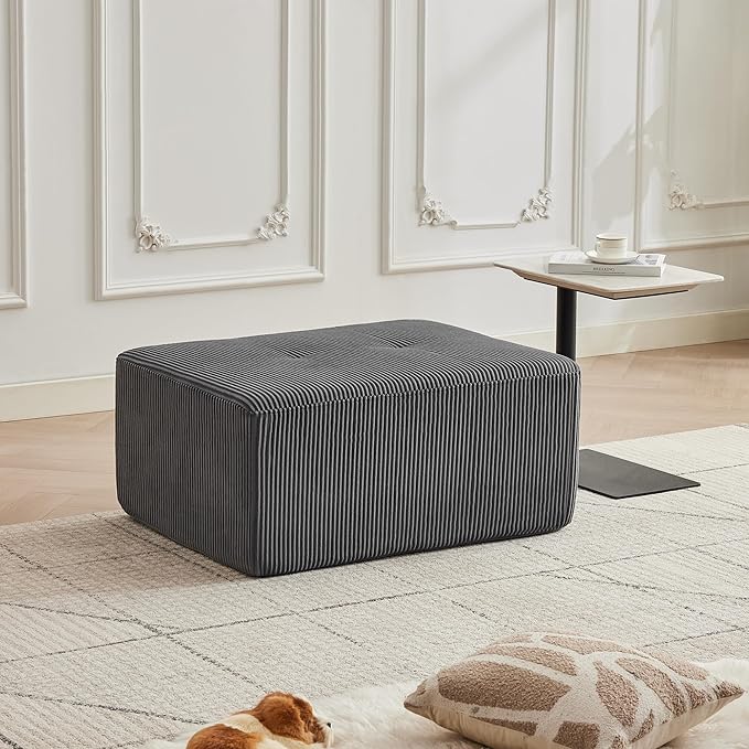 Modular Sectional Sofa with Movable Ottoman, Seat Deep Seat Couch with Pillows, Comfy Cloud Sectional Sofa for Living Room, Bedroom and Apartment (Grey, 1 Ottoman)