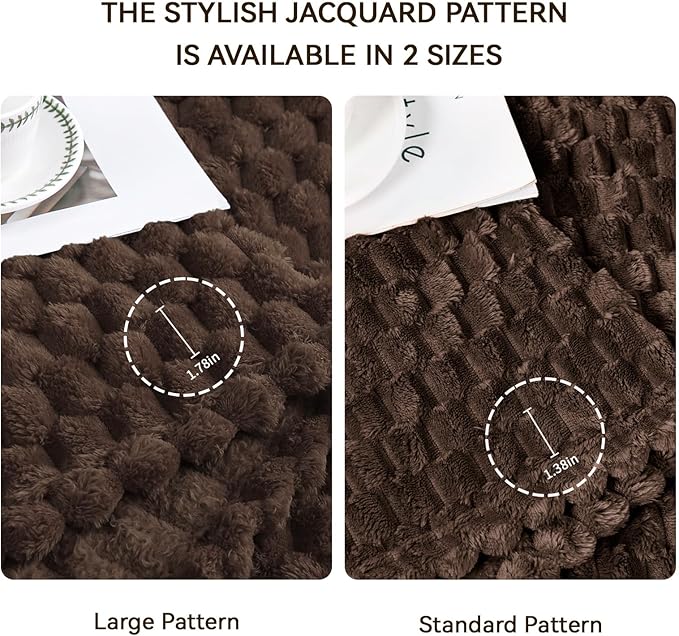 Bnuitland Brown Super Soft Flannel Throw Blanket, 3D Clouds Stylish Jacquard Lightweight Blanket for Bed,Sofa,Couch,Home Decor, 300 GSM Fleece Cozy Warm, Suitable for All Seasons, 50X70 inches