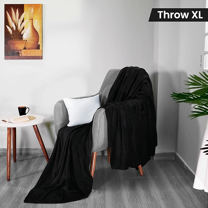 Utopia Bedding Fleece Blanket Throw XL Size Black (50x70 Inches) Ultra Soft Warm Lightweight Anti-Static Cozy Blanket for Bed, Couch, Sofa and Chair, All-Season Home Decor Gift for Men & Women