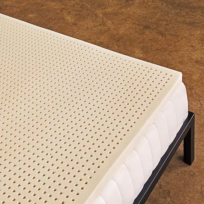 Pure Green Natural Latex Mattress Topper - Soft - 1 Inch - Queen Size (GOLS Certified Organic)