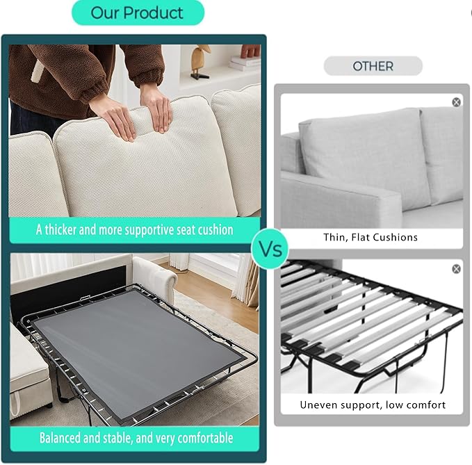 ERYE L-Shaped Reversible Sectional Sofa with Pull Out Queen Memory Mattress Sleeper Bed, 2-in-1 L-Shaped Corner Sectional Couches W/Wireless Charging, Storage Chaise Lounge