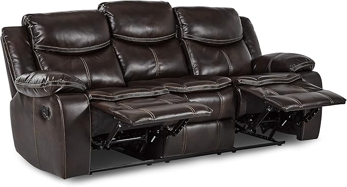 Lexicon Bay Manual Reclining Living Room Sofa Set, 2-Piece, Dark Brown