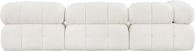Meridian Furniture 611Cream-S102A Ames Collection Modern | Contemporary Modular Sofa with Rich Cream Boucle Fabric, Modular to Create Infinite Configurations, 102" W x 34" D x 28" H, Cream