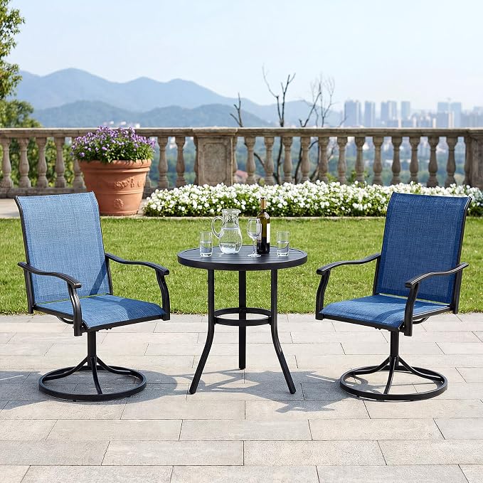 Outdoor Swivel Dining Chairs Set of 2, Textilene Patio Swivel Chair All Weather Outdoor Dining Chairs 360 Degree Rotating Metal Patio Rocking Chair for Lawn, Porch, Garden, Backyard, Poolside - Image 3