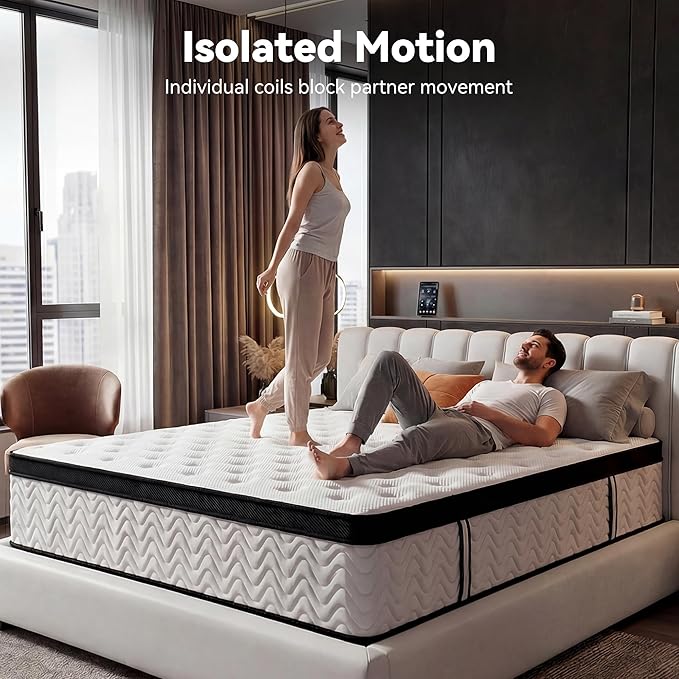 Susalt Queen Size Mattress 14 Inch, Upgraded Memory Foam Mattress in a Box, Hybrid Mattress with Independent Pocket Springs for Motion Isolation & Silent Sleep,Medium Firm,CertiPUR-US,100-Nights Trial