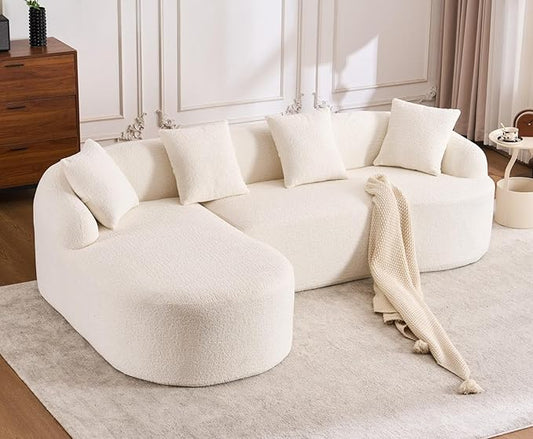 KEIKI L-Shaped Chenille Modular Sectional Couches with Chaise Lounge & 4 Pillows, 3 Seater Oversized Upholstered Luxury Plush Cloud Sofa for Living Room Apartment, Full Sponge Compression