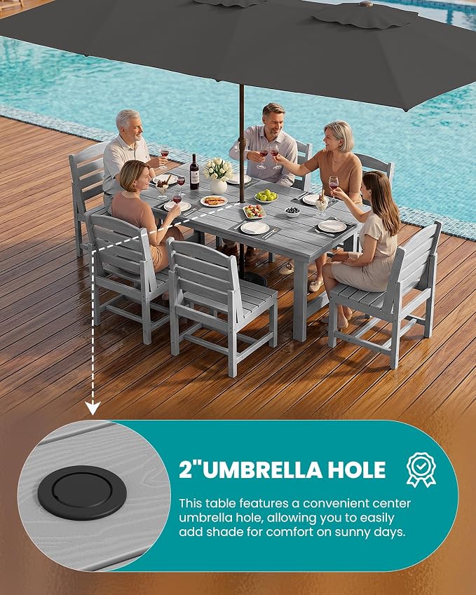 SERWALL Patio Dining Sets for 10 Person, HDPE Dining Set with 2 Tables, 8 Armless Chairs and 2 Armed Dining Chairs, Light Gray - Image 2