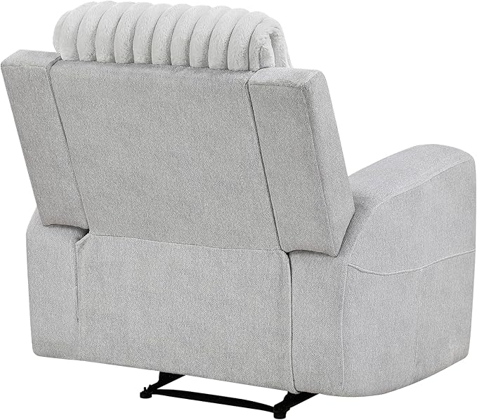 Lexicon Modern Recliner Chair for Living Room, Manual Wall Hugger Textured Microfiber Reclining Chair, Plush Corduroy Channel Seat Back, Manual Recliner, Light Gray
