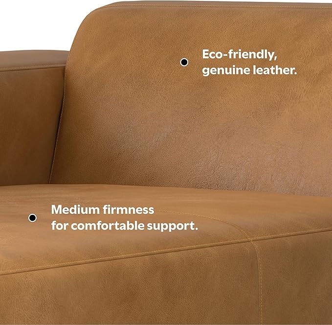 SIMPLIHOME Rex Left Chaise Sofa Module in Full-Grain Genuine Leather, Sienna, 44-inches W x 69.5-inches D, Handcrafted Modern-Style Left-Arm Chaise Lounge Chair for Living Room and Family Room