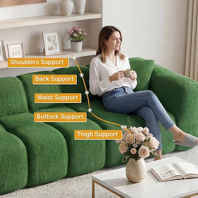 84" Boneless Couch No Assembly Required Loveseat Sofa Modern Deep Seat Cloud Couch Modern Compressed Sofa Oversized Upholstered 3-Seater for Living Room Bedroom