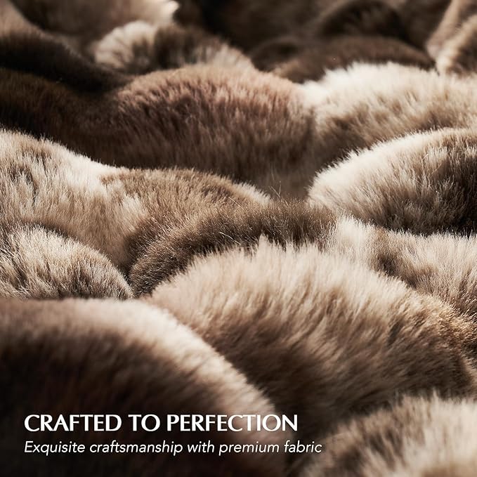 EverGrace Ultra Soft Luxury Fluffy Faux Rabbit Fur Throw Blanket, Thick Warm Bubble Throw for Bed, Cozy Plush Reversible Blankets for Couch, Chair, Sofa, Mocha Brown, 60x80 Inches