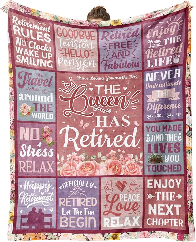 Retirement Gift for Woman, Retirement Gifts for Women 2026, Retired Blanket to My Mom Grandma, Farewell Merch for Coworkers Teacher Nurse, Retirement Party Decorations Blanket 60"x50"
