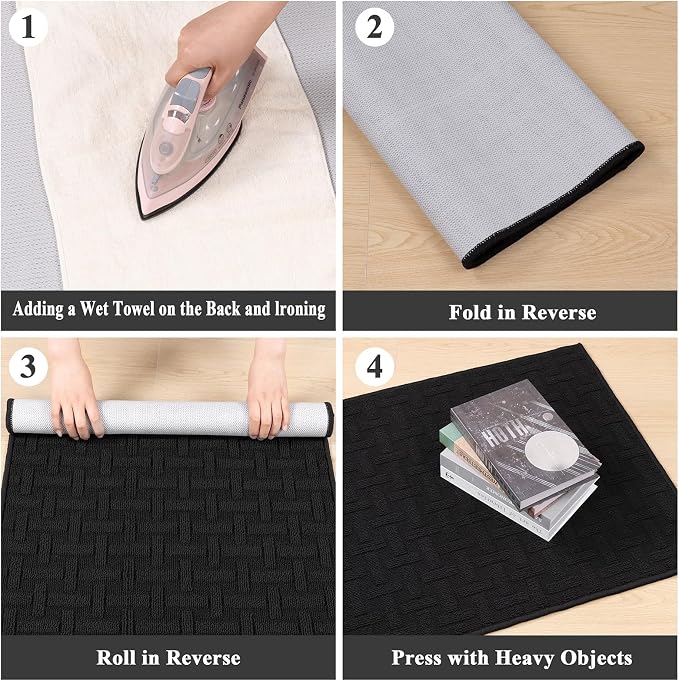 Ileading Indoor Door Mat 2x3ft, Absorbent Dog Muddy Paws Mats, Low-Profile Entrance Small Runner Carpet with Non-Slip Rubber Backing, Washable Inside Welcome Mat for Hallway,Entryway,Kitchen(Black) - Image 8