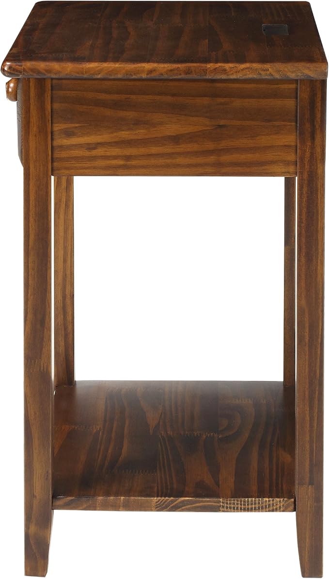 Casual Home Owl Night Stand with USB Port Charging Station and Drawer, 17.5"W x 14.25"D x 24.5"H, Warm Brown - Image 7