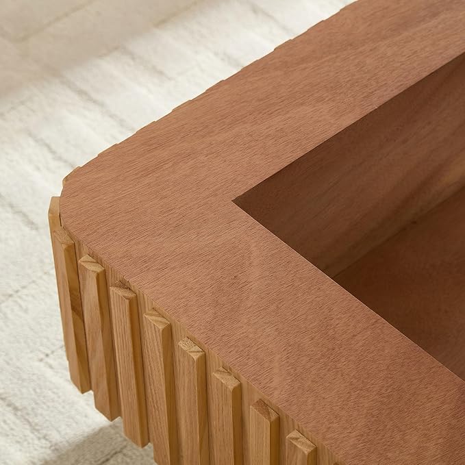 Lift Top Coffee Table Modern Handcraft Drum Coffee Table Table with Hidden Storage Space, Square Center Table for Living Room Apartment, Oak