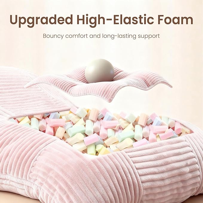 HOMRELEXA Giant Bean Bag Chair, 3-in-1 Convertible Bean Bag Floor Cushion with Washable Cover,Beanbag Chairs for Adult, Living Room, Bedroom, Pink
