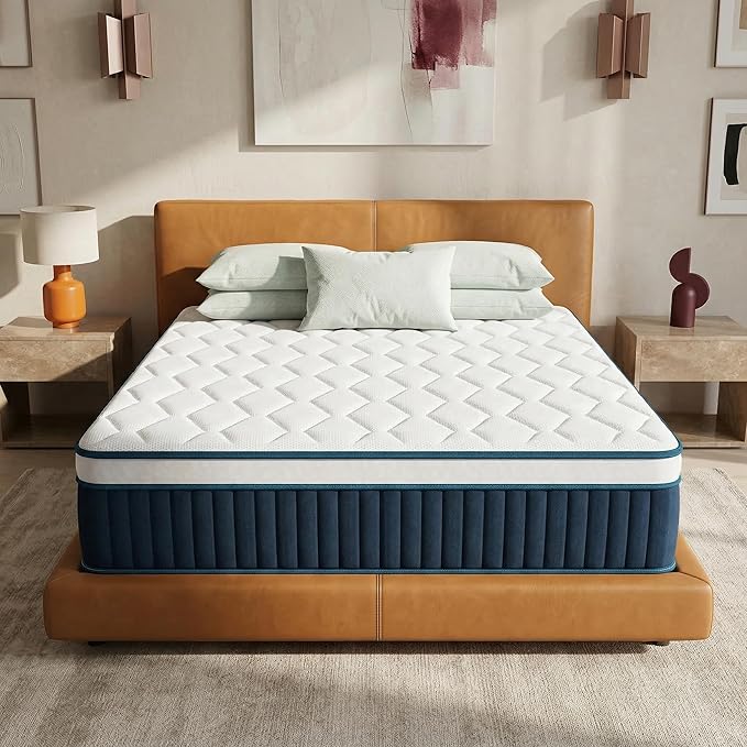inight 12 Inch King Size Hybrid Mattress in a Box, Medium Firm Supportive Nebulign Foam & Individual Pocket Springs, Motion Isolation, Fiberglass Free, CFR 1633 Compliant