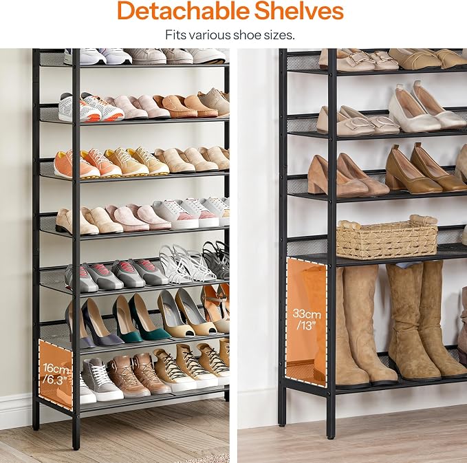 HOOBRO Shoe Rack for Entryway, 10-Tier Shoe Shelf, Large Capacity Shoe Storage Organizer for 27-30 Pairs of Shoes, Front Door Entrance, Hallway, Closet, Space Saver, Rustic Brown and Black BF110XJ01 - Image 5