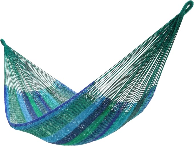 Sunnydaze Handwoven XXL Thick Cord Mayan Double Hammock for Outside - 625-Pound Capacity Heavy-Duty Outdoor Hammock - Tropical Lagoon by SunnydazeDecor