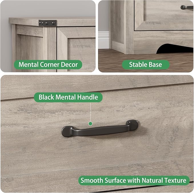Dresser for Bedroom with 8 Drawers, 54" Wide Wood Chest of Drawers with Deep Drawers & Mental Handle, Modern Dresser TV Stand, Wooden Closet Storage Organizer for Living Room, Hallway, Entryway, Grey - Image 5
