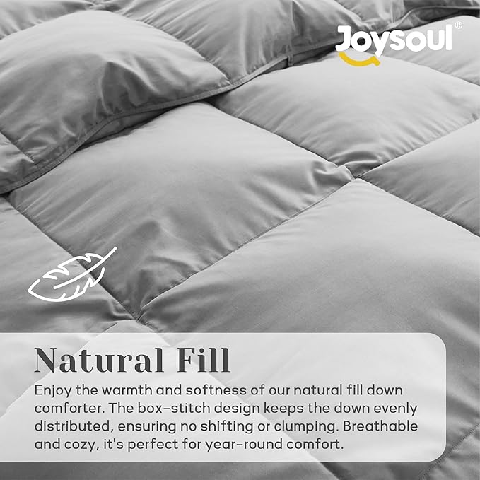 Joysoul King Size Down Comforter - All Season Ultra Soft Goose Down & Feather Fiber Fill, Luxury Hotel Dark Gray Duvet Insert with Corner Tabs (104" X 88")