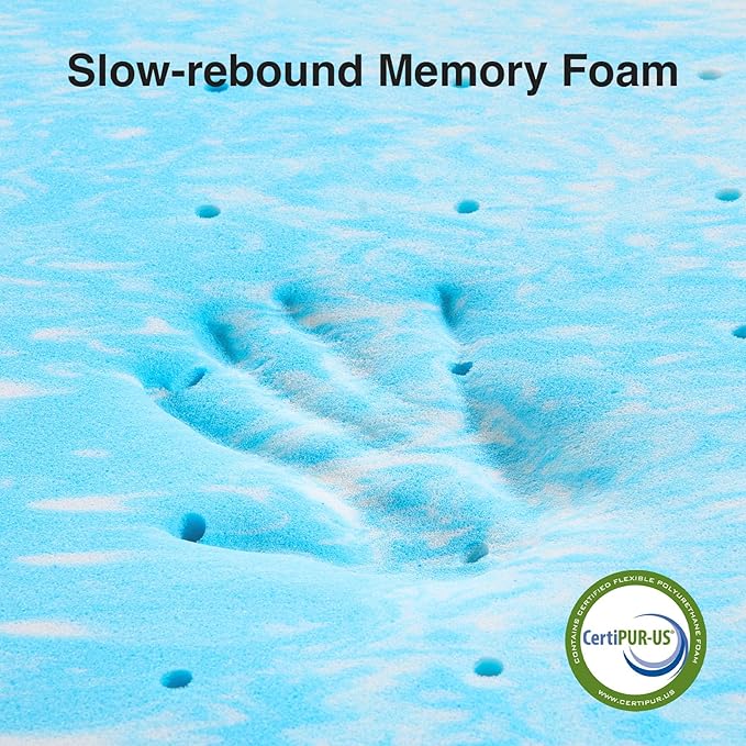 Novilla Memory Foam Mattress Topper Twin XL - 3 Inch Cooling Gel Infused Memory Foam | Slow-Rebound Pressure Relief | CertiPUR Certified | Comfort for Sleeper Sofa, RV, Camper, Dorm Room