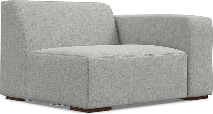 SIMPLIHOME Rex Right-Arm Sofa Module in 100% Recycled Polyester Tightly Woven Performance Fabric, Pale Grey, 44-inches Wide, Handcrafted Modern-Style Right-Arm Accent Chair for Living Room