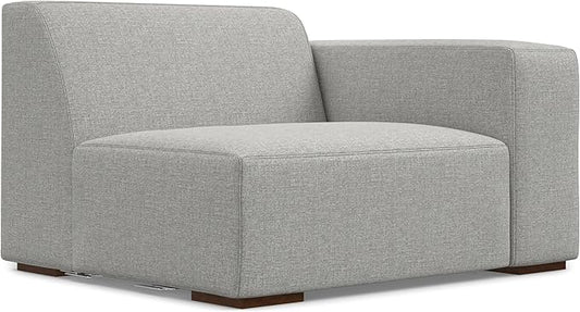 SIMPLIHOME Rex Right-Arm Sofa Module in 100% Recycled Polyester Tightly Woven Performance Fabric, Pale Grey, 44-inches Wide, Handcrafted Modern-Style Right-Arm Accent Chair for Living Room