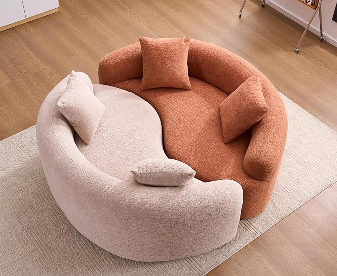 KEIKI S-Curved Loveseat Chenille Couches with 2 Pillows, Upholstered Luxury Plush Cloud Sectional Sofa for Living Room Apartment, Full Sponge Compression