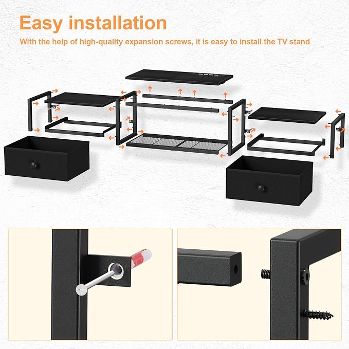 Snughome Floating TV Stand Wall Mounted with Power Outlet 55", Floating Entertainment Center with LED Lights, Floating TV Shelf with Drawer, Wall Mounted Media Console Shelf for Living Room, Bedroom - Image 8