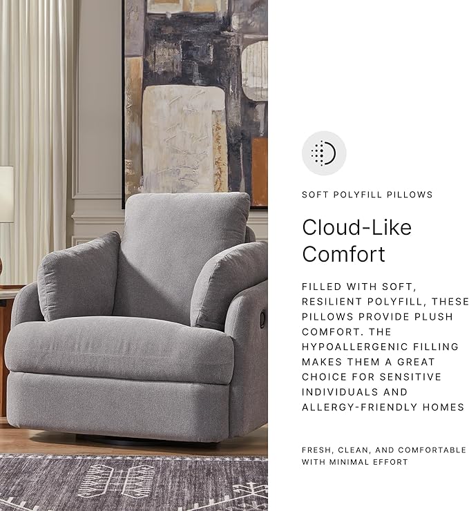 Signature Design by Ashley Modmax Contemporary Swivel Glider Recliner, Press-Back Reclining, Cleanable & Durable Performance Fabric, 21" Seat Height, Gray