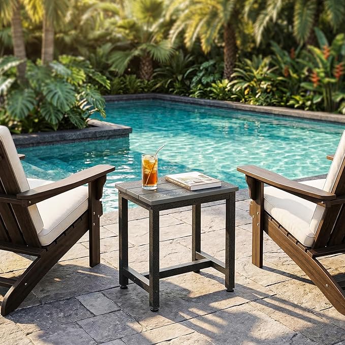 ODK Outdoor Side Table, Adirondack Patio End Table with Weather-Resistant, Waterproof Top for Hot Tub, Garden, Balcony, Poolside, Durable & Easy-to-Clean, Grey - Image 5